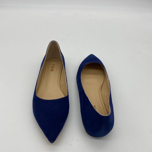 YDN Dark Blue Classic Pointy Toe Flat Suede Casual - Picture 5 of 8